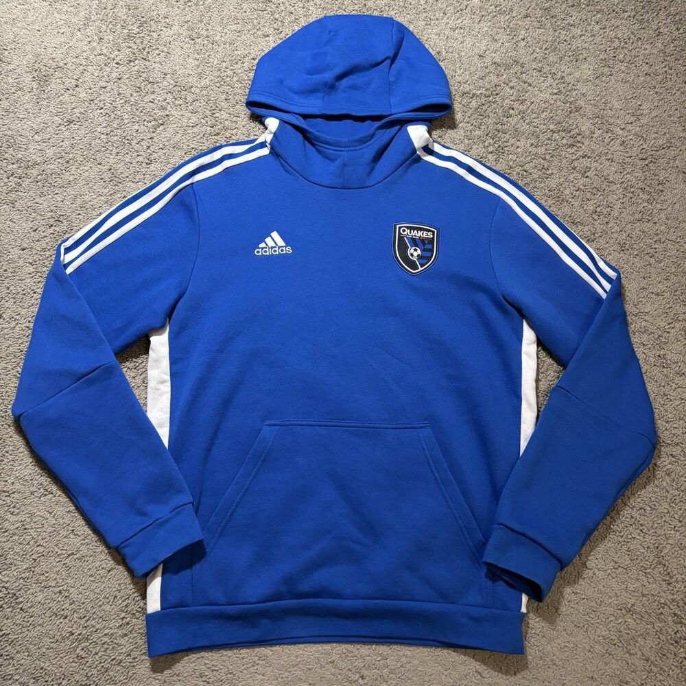 Adidas San Jose Earthquakes MLS Soccer Hoodie Blue White Men's Medium Quakes